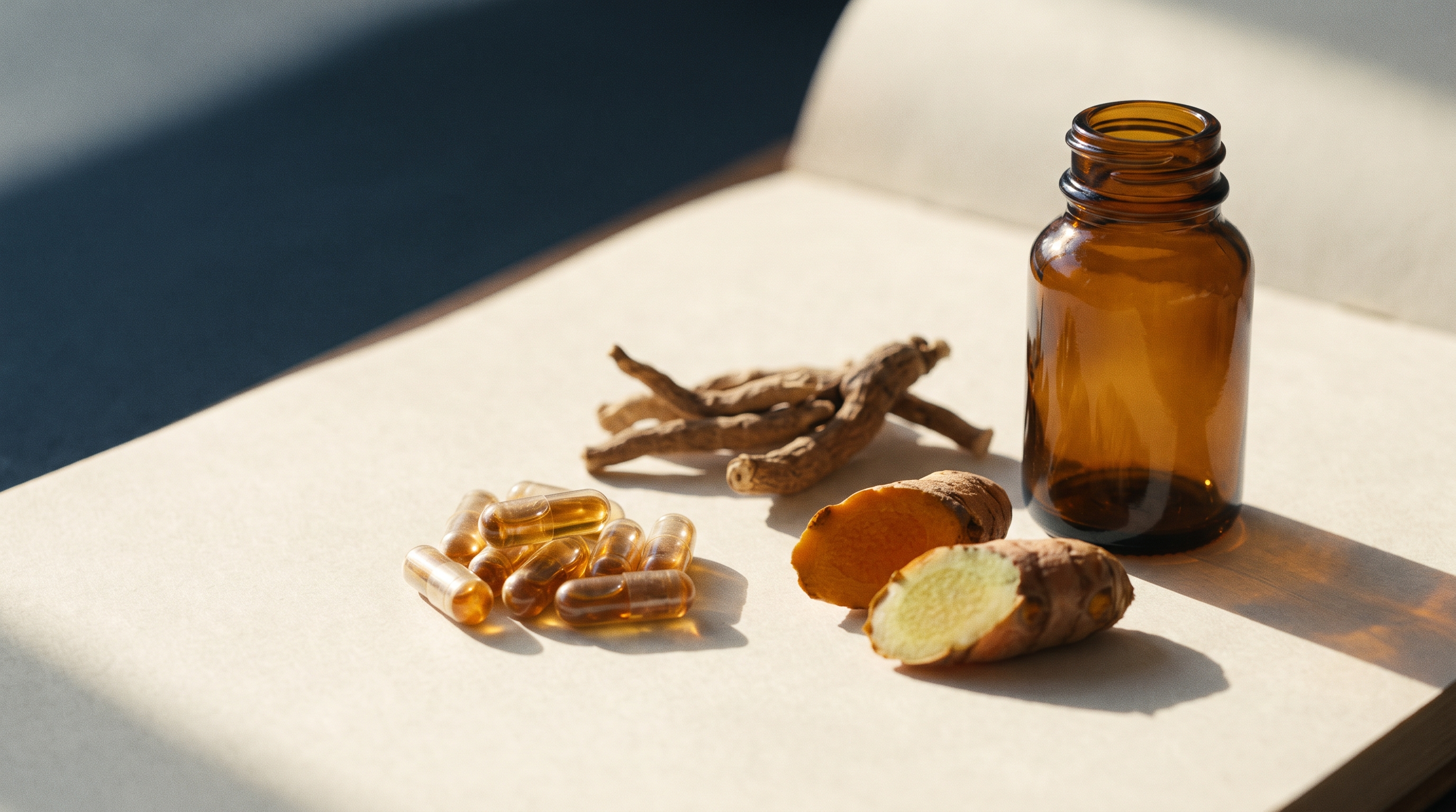 Botanical still life, capsule and root